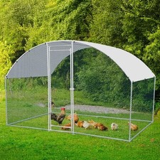 6.5 x 10 ft Large Metal Chicken Coop, Walk-in Poultry Cage Chicken Hen Run House