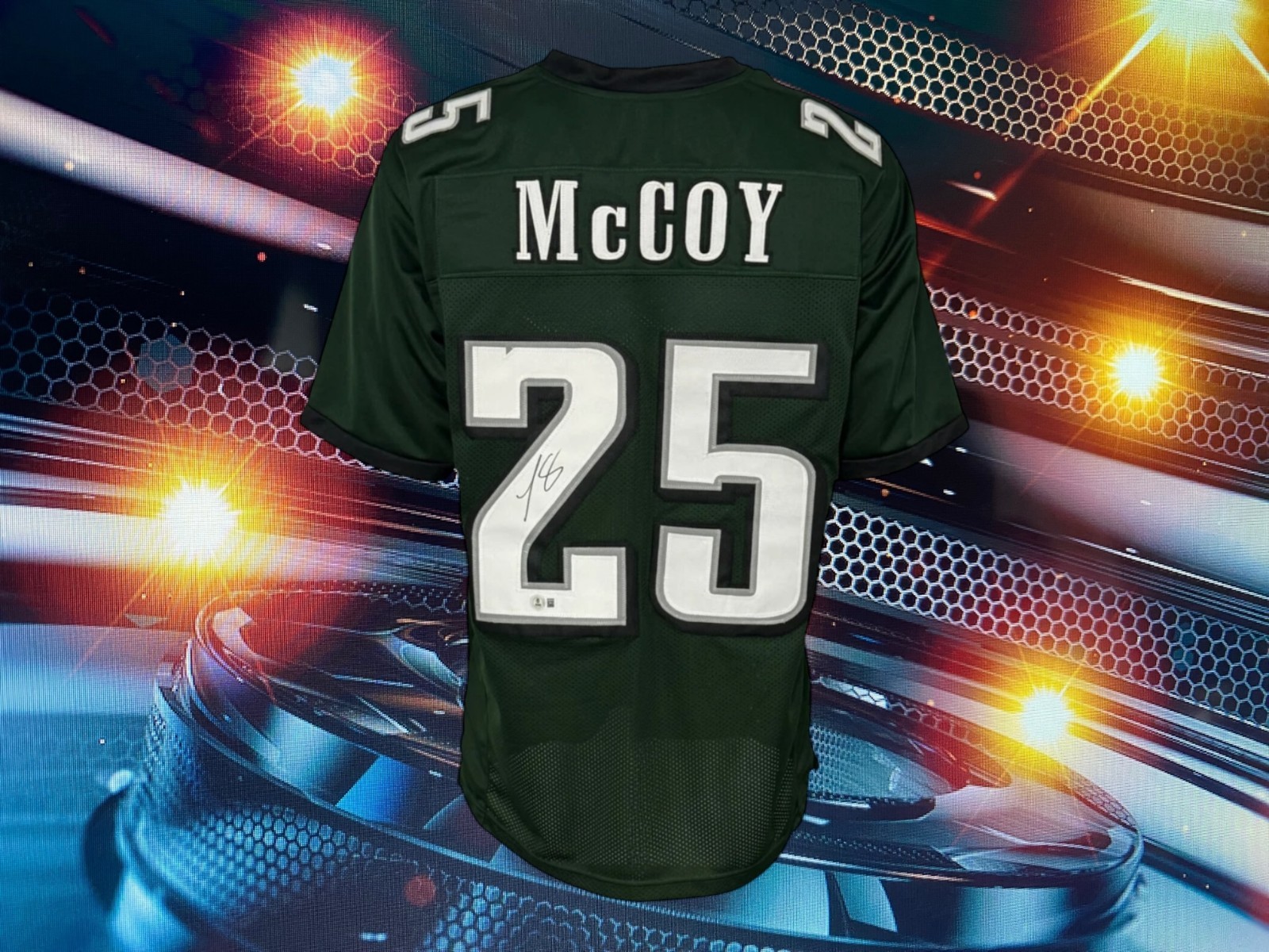 LeSean McCoy Autographed Signed Philadelphia Eagles CUSTOM PHILADELPHIA EAGES GREEN JERSEY COA BECKETT 