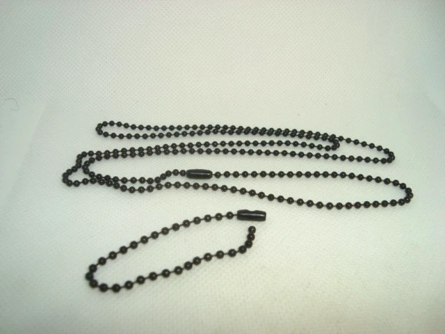 Juego de 2 piezas de cadena de bola de cuentas de acero negra con etiqueta de perro militar de EE. UU. 30" pulgadas & 4.5" in Foto 3 de 4