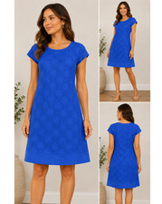 NWT Talbots Womens Petite Size 12 12P Deep Blue Eyelet Floral Mini Dress NEW