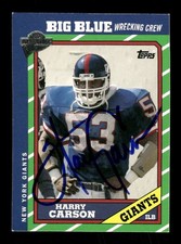 2004 Topps All Time Fan Favorites 33 Harry Carson signed auto autograph blue sha