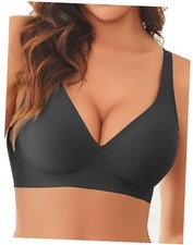 Wireless Bras Full Coverage Seamless Comfort Colors Tshirt Bras Medium Black
