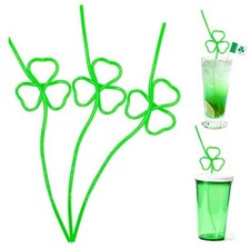 32PCS St Patrick's Day Party Favors Lucky Shamrock Crazy Straws Green Shamrock