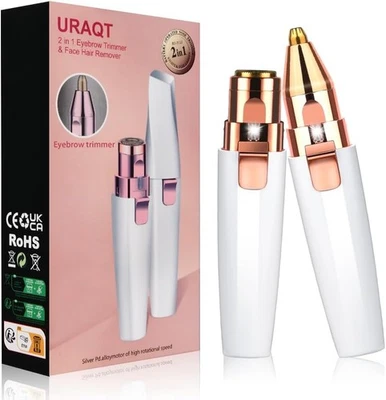 URAQT 2in1 Gesicht Epilierer Damen USB Augenbrauen Rasierer LED Schmerzfrei