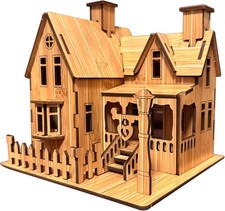 Wooden 3D Puzzles for Adults Log Cabin DIY Wood Miniature House Building Model K