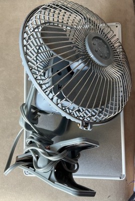 Holmes Vintage 80s Metal Clip Fan HACP-6 Heavy Duty Steel Cage Desk Fan Blue