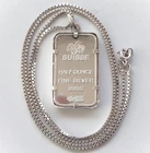 Pamp Suisse Saudi Arabia Half Ounce 999 Fine Silver Bar 23" Italy Sterling Chain