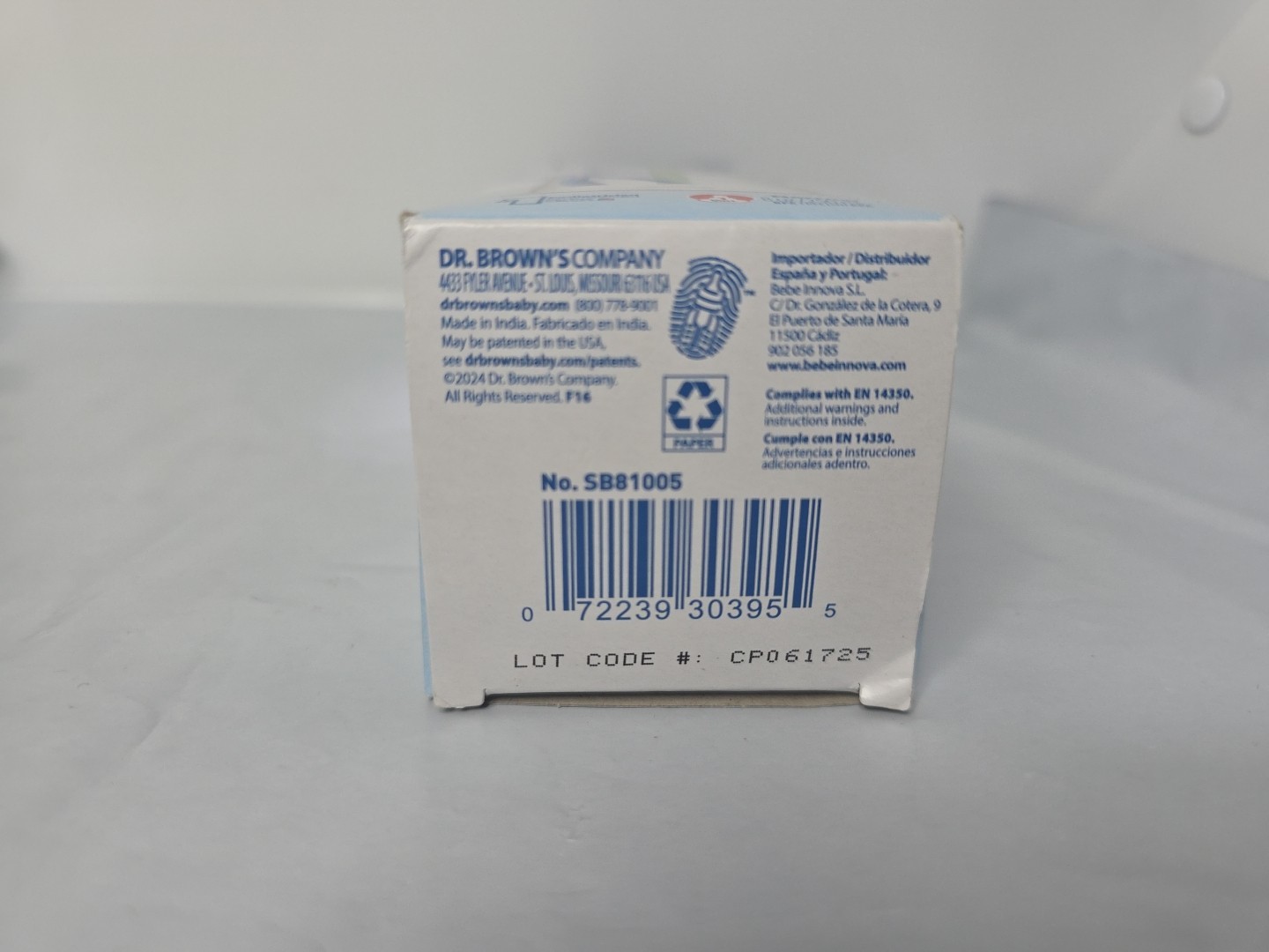 Dr. Brown's Natural Flow Baby Bottle anti-colic narrow 8 oz level 1 nipple.