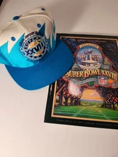 Vintage 1994 Super Bowl XXVIII Blue Shark Tooth Snapback Hat AND Program Combo