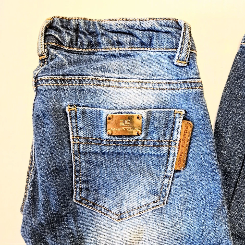 Vintage Elisabetta Franchi Italy Made Womens Low Rise Denim Jeans Size 26 Slim - Image 2 of 4