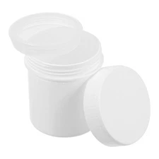 Empty Plastic Paint Pail with Lid 0.04 -Gallon/150ml Seal Container White 2Pcs