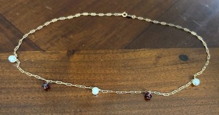 Vtn 18” 14K Gold Chain With Pearls & Garnets 2.4g