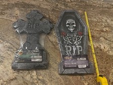 Spirit Halloween 15  16Inch Foam Tombstone Lot Of 2