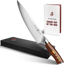 TUO Chef Knife, 8 inch Sharp Kitchen Knife with Pakawood Handle, High Carbon Stl