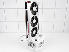 Vertical GPU Stand - White Open Air Graphics Card Display Frame 120mm Fan Mount