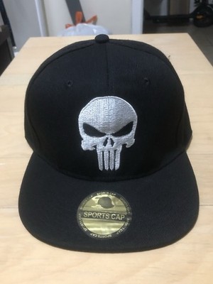 NEW THE PUNISHER MARVEL SKULL LOGO BLACK SNAPBACK CAP FLAT BILL 1 SIZE FITS ALL