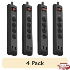 USB Surge Protector Power Strip 10ft Cord 4 Outlets 2 USB Ports 900J Protection