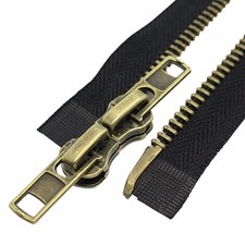8 28 Inch Antique Brass Two Way Separating Jacket Zipper Right Handed Metal