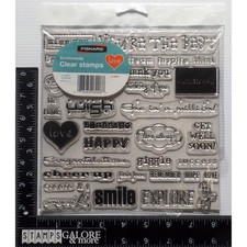Fiskars 35 Clear Rubber Stamps New 27791-7 Sentiments Love Acrylic Cling BINZ2