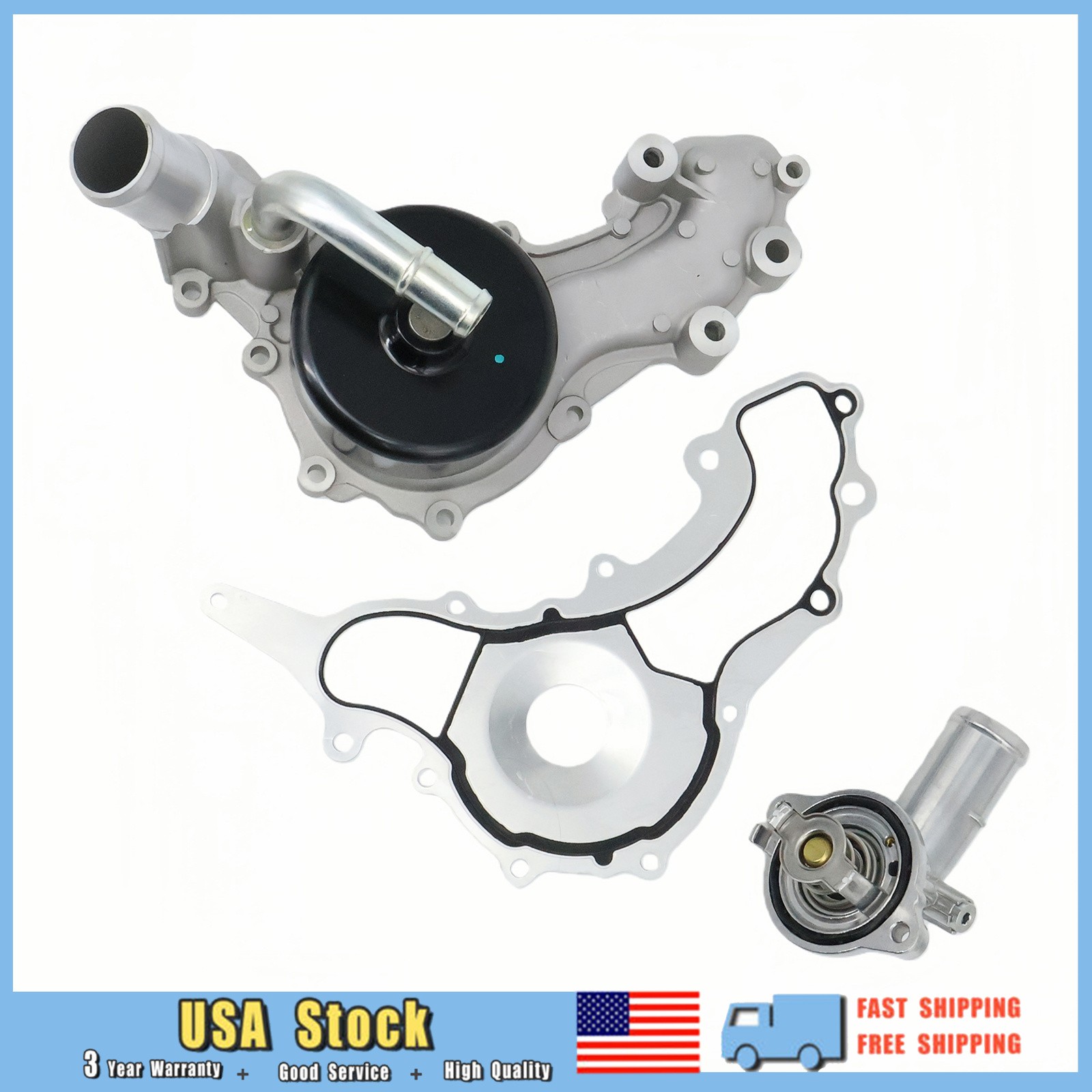 Fit Maserati Ghibli Levante Quattroporte 3.0T Water Pump+Gasket & Thermostat USA