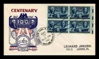 DR JIM STAMPS US COVER POSTAGE STAMP CENTENARY FDC BLOCK OF 4 KNAPP FLEETWOOD