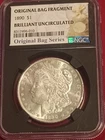 1890 Morgan Silver Dollar.  BU  Bag Fragment NGC Certified W/ Free 1790 VOC coin