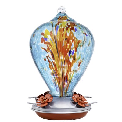 Muse Garden Hummingbird Feeders for Outdoors Hanging, Blown Glass Hummingbird