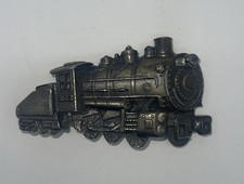 SB03112 VINTAGE 1980 CUT-OUT STEAM ENGINE TRAIN RAILROAD BELT BUCKLE
