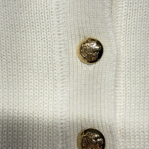 Lauren Ralph Lauren Sweater M Cream Military Patch Gold Button Mock Neck NWT - Imagen 6 de 12