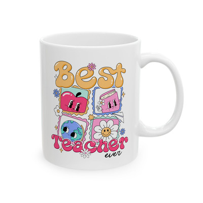 Best Teacher Ever Coffee Mug Cute Teacher Gift Appreciation Daisy Cup