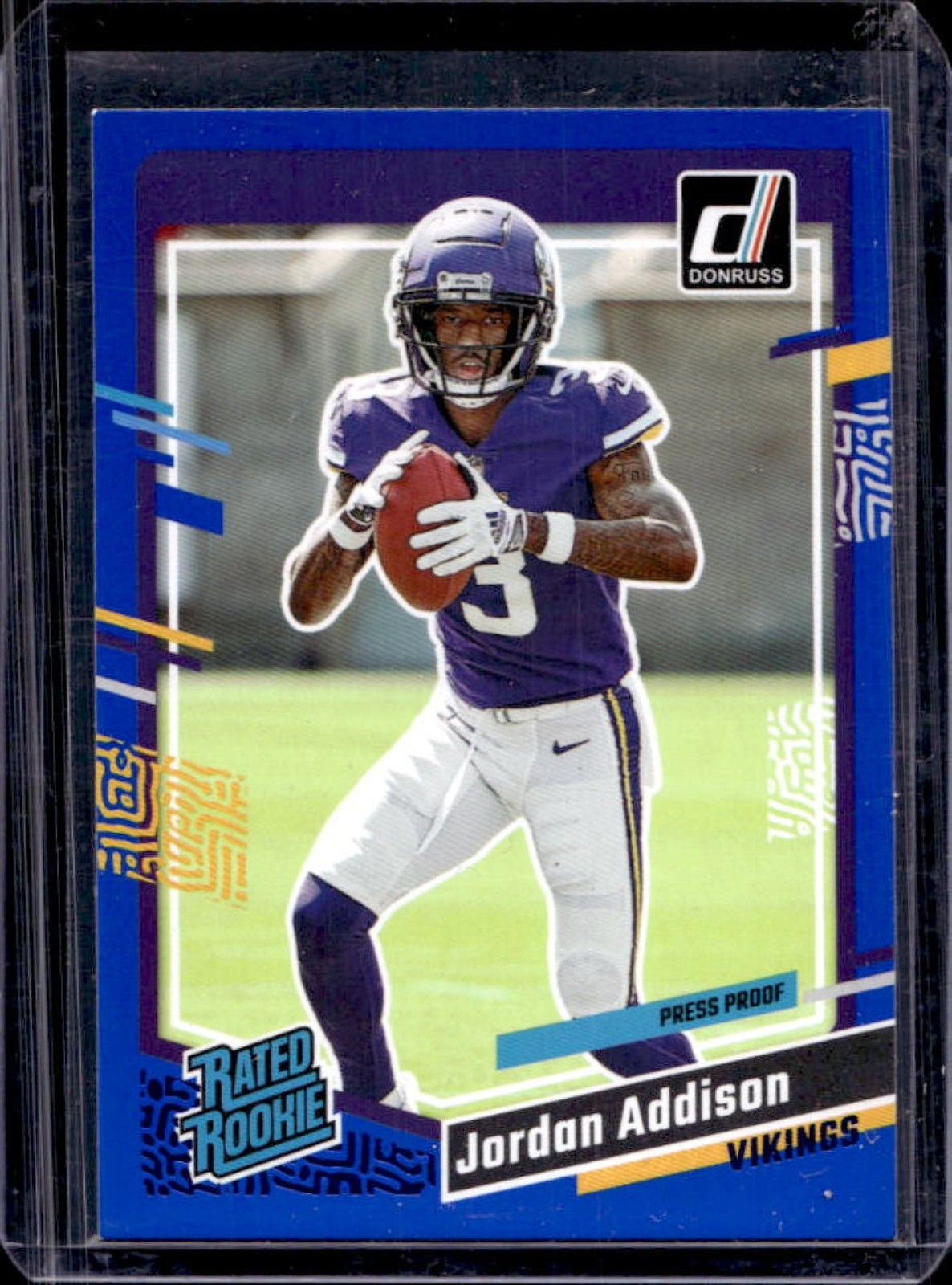 2023 Donruss Jordan Addison Press Proof Blue Rated Rookie #368 Vikings