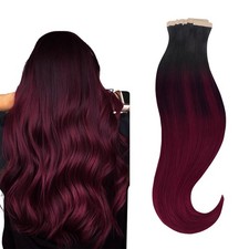 HOTBANANA 18" Tape-In Human Hair Extensions 20pcs Jet Black Burgundy