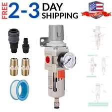 1/2" NPT Compressed Air Filter Regulator Combo, Air Compressor Water Separato...