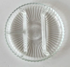Vtg Indiana Glass Clear Divided Relish Ribbed Serving Dish 4 Sections 10"