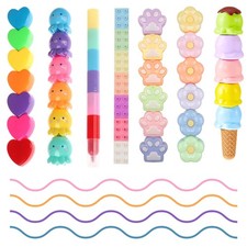 7 packs 38 pcs Mini Highlighter Pens, Pastel Colourful Highlighters Cute St...