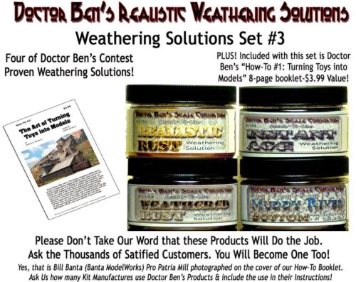 Weathering Solution Set &.Booklet Doctor Ben's Wood Plastic Metal Resin ons2081