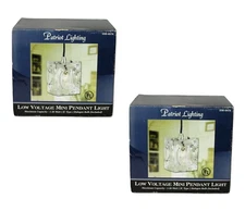 2 Patriot Lighting Mini Pendant Lights Lot Satin Nickel Finish Clear Glass Boxed