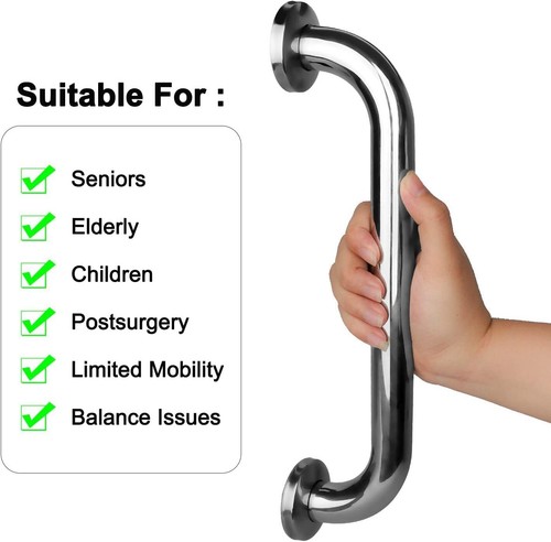 12inch Long Stainless Steel Bathroom Bathtub Grab Bar Handicap Safety Hand Rails - Picture 3 of 7