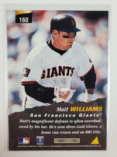 1996 Pinnacle Matt Wiliams The Naturals San Francisco Giants #160 - Picture 2 of 2