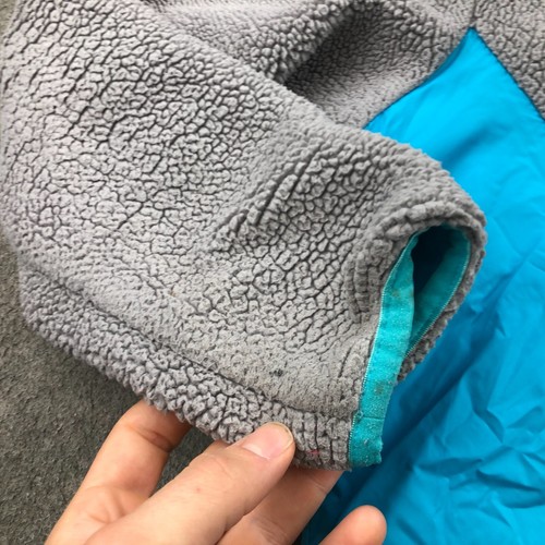 The North Face Jacket Girls Medium Blue Gray Reversible Hooded Fleece Deep Pile - Picture 3 of 14