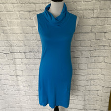 Express women M high neck sleeveless midi dress blue