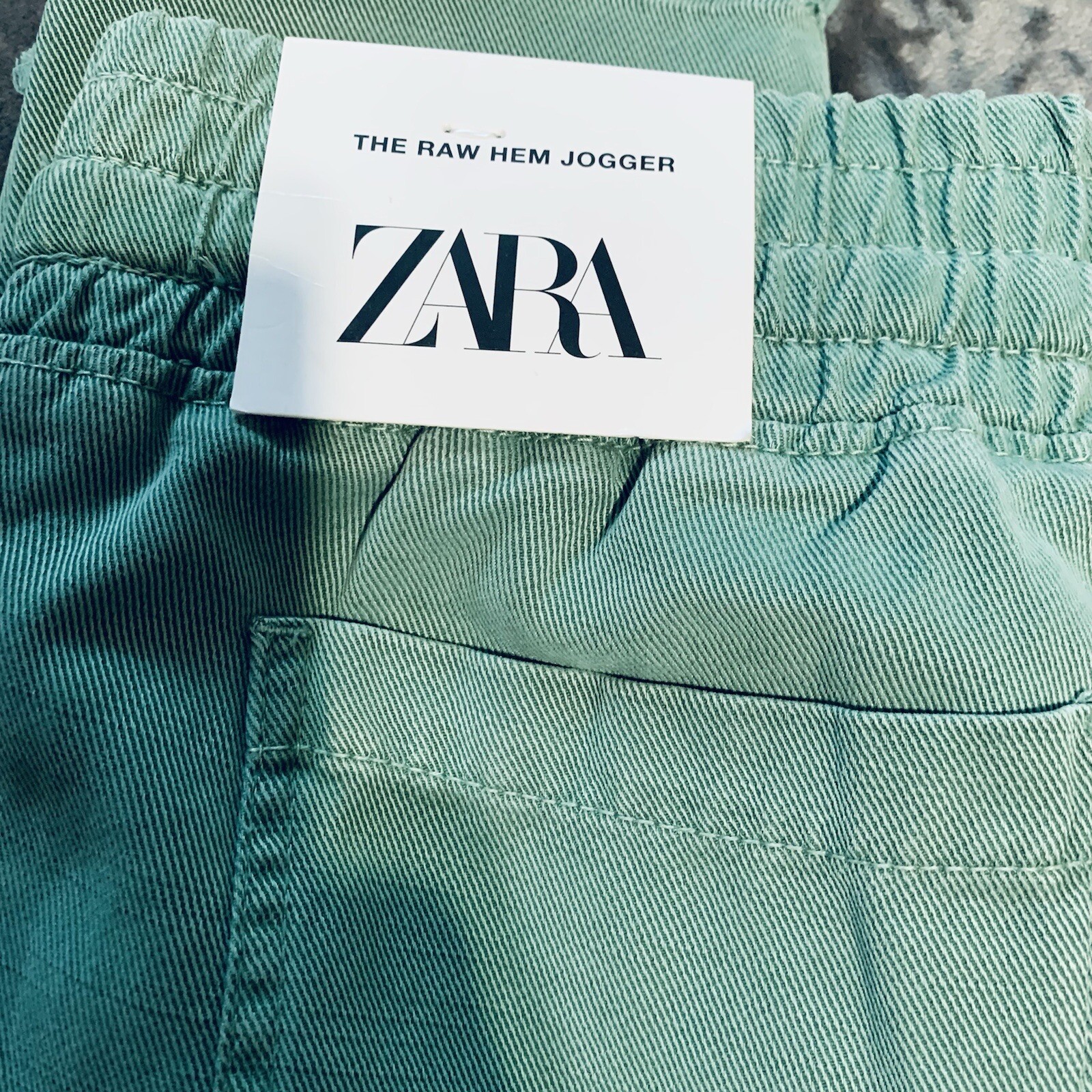 Zara New Women Light Green The Raw Hem Jogger Pants with Pockets Size Large  | eBay