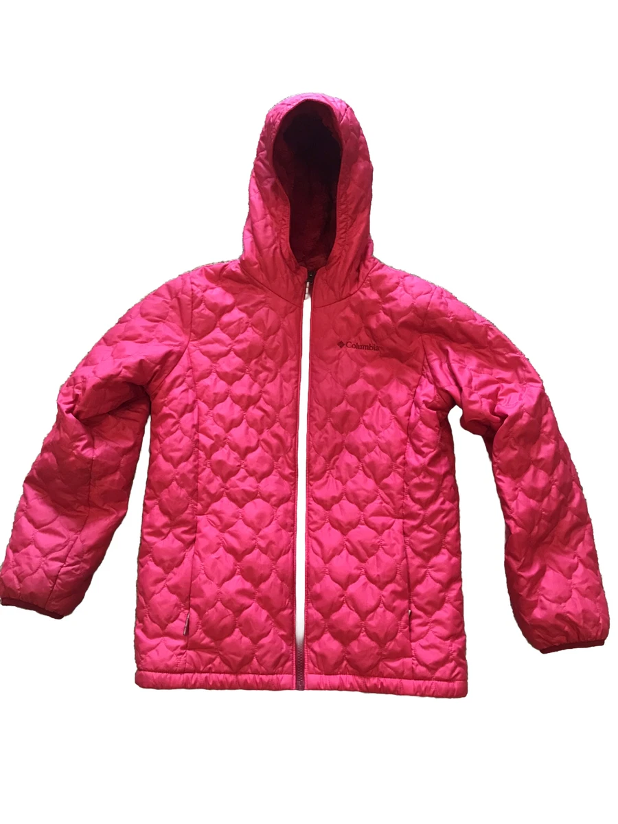 COLUMBIA Girls Bella Plush Jacket, Quilted Hooded Coat, Pink NRE