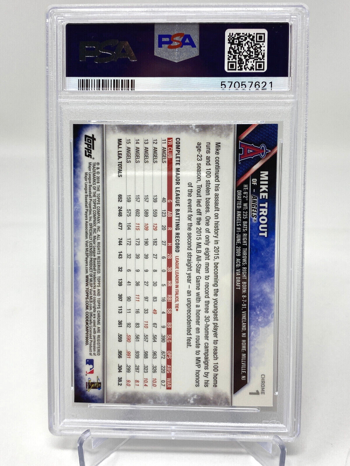 2016 Topps Chrome #1 Mike Trout Jumping  Pink Refractor - PSA 10  view 11