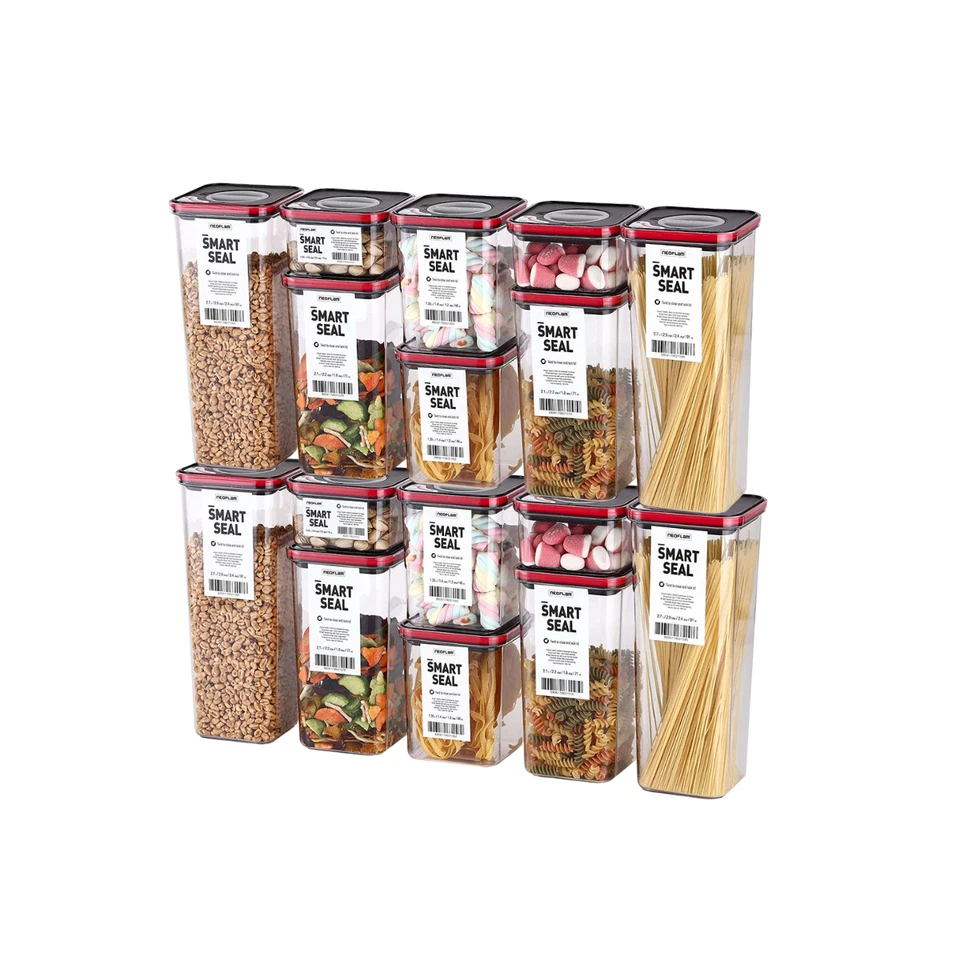 Neoflam 16 Set Kitchen Pantry Airtight Smart Seal Dry Food Storage Container - Image 2 of 4
