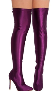 over the knee purple boots