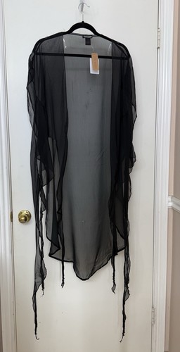 Steve Madden- Black Sheer Kimono Cardigan/ Cover Up, One Size, NEW - Picture 6 of 7