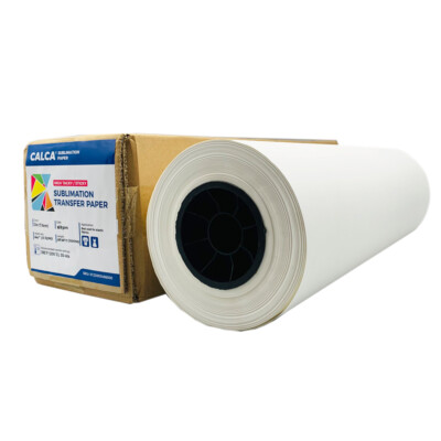 CALCA 61gsm 44in x 656ft Fast Dry Dye Sublimation Transfer Paper Roll, 3in Core