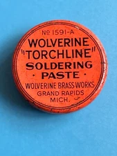 Vintage Wolverine Brass Works Torchline Soldering Paste 2oz. Tin Grand Rapids MI