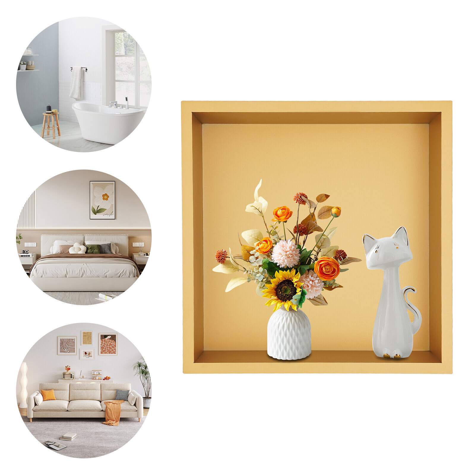 Gold Bathroom Shelf Organizer Stainless Steel Recessed Shower Storage Shelf 13in